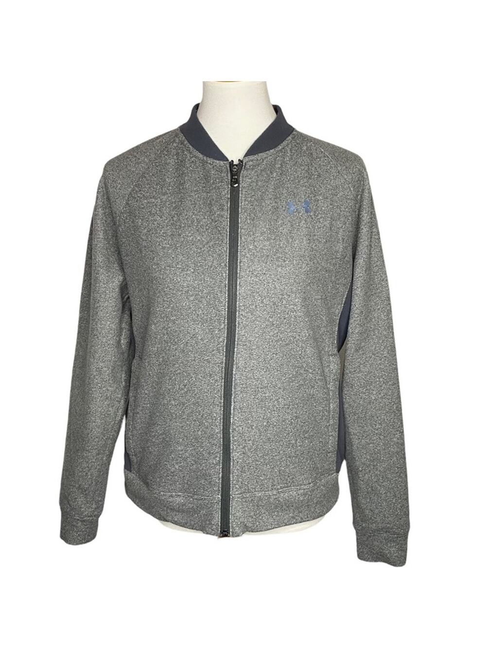 Under Armour Threadborne Fleece Bomber Jacket Gray Women M ColdGear Gorpcore Zip